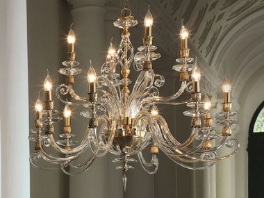 Chandelier with Swarovski® Crystals ALICANTE SATIN L8+4 Euroluce Lampadari