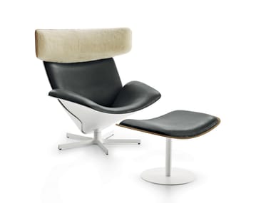 Swivel armchair with headrest with 5-spoke base ALMORA