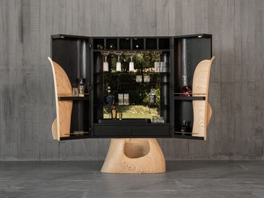 Móvel bar de madeira compensada LOOP BAR CONSOLE andblack