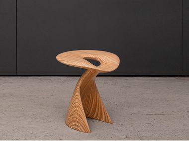 Round plywood coffee table LOOP SIDE TABLE andblack