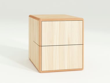 Square wooden bedside table with drawers ARCA | Square bedside table