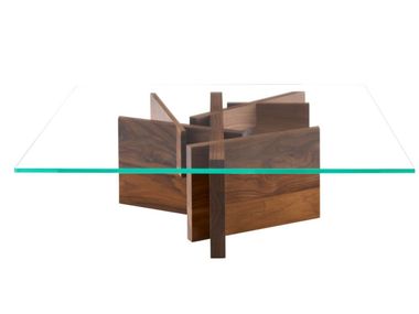 ASHERA Low square wood and glass coffee table By Ligne Roset | design ...