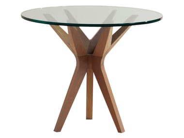 Tavolino alto rotondo in legno e vetro ASTER Roche Bobois