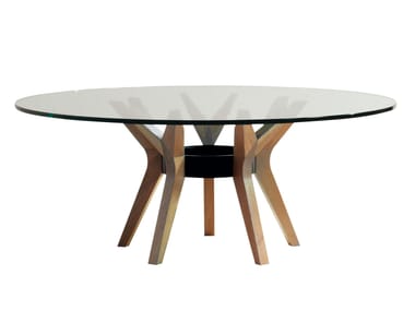Tavolino basso rotondo in legno e vetro ASTER Roche Bobois