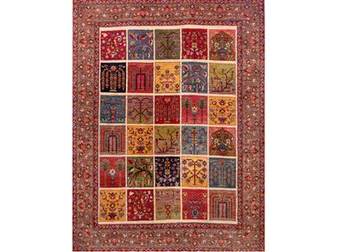 Patterned rectangular wool rug BAKHTIARI REVIVAL 1 Zollanvari