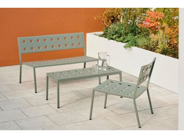 Garden Swing Bench | Gray Powder-Coated Steel | Brown Fabric | 67