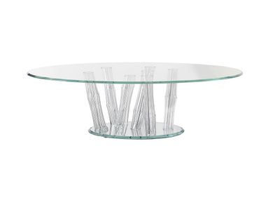 Mesa de centro redonda de vidro para sala de estar BAMBOO Reflex