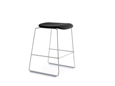 Stackable sled base steel and wood stool BAY 65 SS | Stool Crassevig
