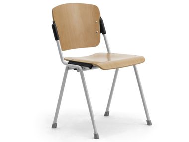Stackable steel and beech chair with linking device CORTINA Leyform