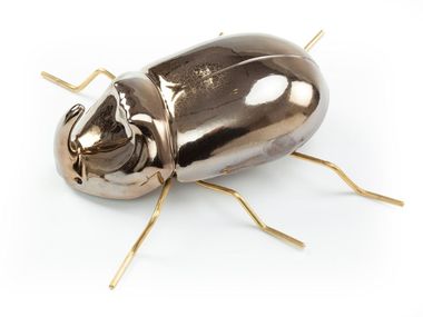 Ceramic decorative object RHINOCEROS BEETLE Gold Mambo Unlimited Ideas