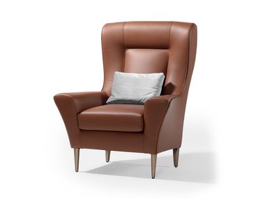Poltrona bergère in pelle con braccioli BERGÈRE