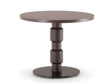 Mesa de centro baixa redonda de madeira maciça e metal BERLINO Tirolo
