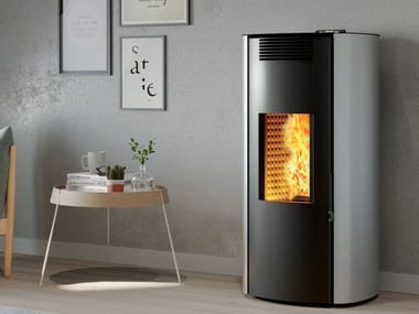 CAMINETTI MONTEGRAPPA, BOMA EVO Stufa a pellet in acciaio a parete per riscaldamento aria