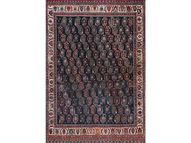 Rectangular wool rug BOTEH BLUE SENNEH Zollanvari