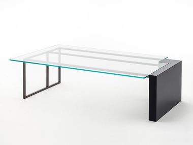 Low wood and glass central coffee table BRERA SC5046/PV OAK