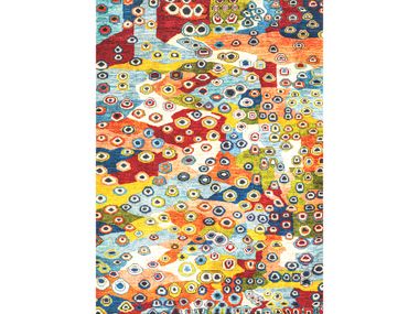 Patterned rectangular wool rug POPPIES Zollanvari