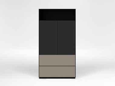 Freestanding wooden bookcase with drawers and glass doors CONTENT CAMERICH