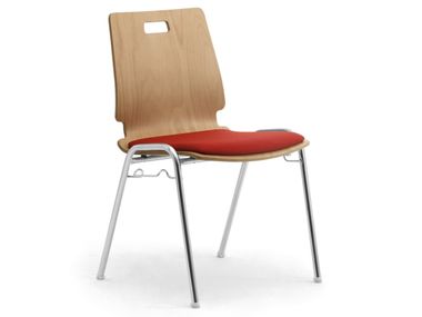 Multi-layer wood and chrome steel chair CRISTALLO Leyform