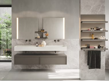 Double wall-mounted vanity unit with drawers D'ART 03