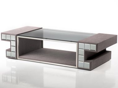 Rectangular coffee table covered in fabric and glass top DCV 200 Former In Italia