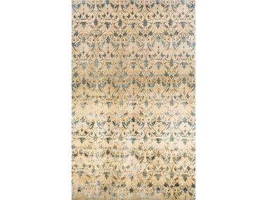 Rectangular patterned wool and silk rug CELADON IN SKY BLUE & CREAM 2 Zollanvari