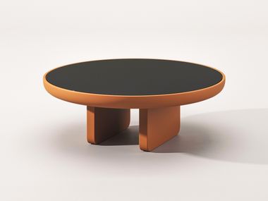 Round wood and glass coffee table ECO Falsasquadra