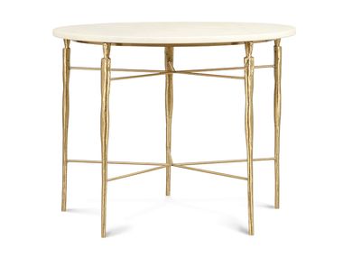 Round brass and marble high side table ELIS JOSÉ LEITE DE CASTRO