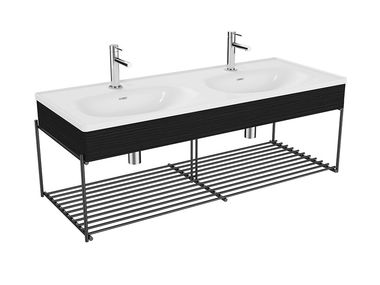 Mobile lavabo doppio in legno con porta asciugamani EQUAL Vitra Bathrooms & Tiles