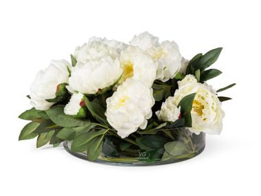 Composizione floreale con vaso di vetro ETERNITY ROUND PEONY VGnewtrend