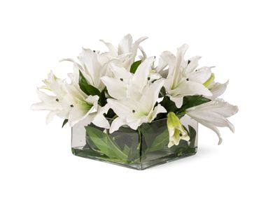 Composizione floreale con vaso di vetro ETERNITY SQUARE LILIUM VGnewtrend