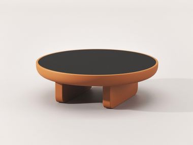 Round wood and glass coffee table EURIDICE Falsasquadra