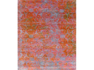 Patterned rectangular wool and silk rug FLORAL MEDALLIONS Zollanvari