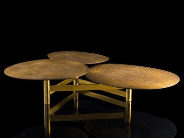 Low brass coffee table GALAXY Henge
