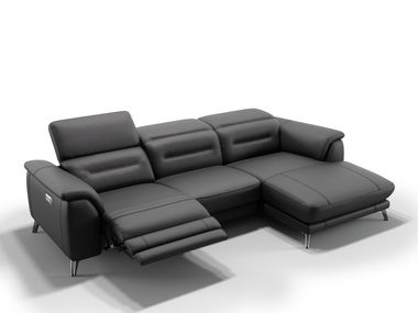 Leather sofa with chaise longue GANDINO Sofanella