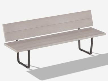 Wooden effect aluminium garden bench with back ORIZON | Garden bench with back