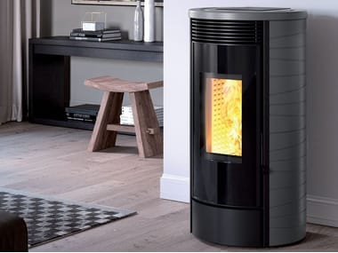 CAMINETTI MONTEGRAPPA, GASSA EVO Stufa a pellet in acciaio a parete per riscaldamento aria classe A+