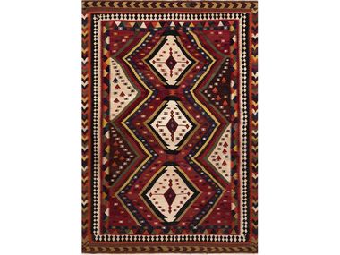 Rectangular wool rug GHASHGHA’I 'DIAMONDS' KELIM Zollanvari