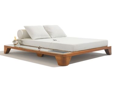 Mahogany and fabric garden bed GRAND BELVEDERE DOUBLE Seóra