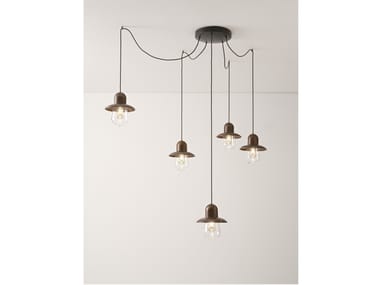 Aldo Bernardi, GUINGUETTE - ROSONE MULTIPLO CIRCOLARE Lampada a sospensione in ottone