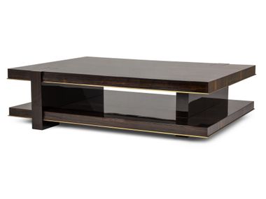 Rectangular ebony coffee table with brass details GUMA JOSÉ LEITE DE CASTRO