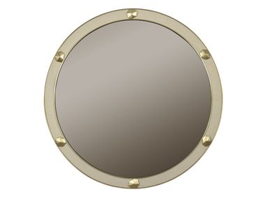 Round wall mirror with leather-covered frame KRYPTON JOSÉ LEITE DE CASTRO