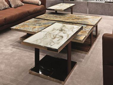 Rectangular marble coffee table LAYER Longhi
