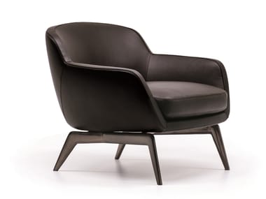 Leather armchair with armrests BELT | Leather armchair