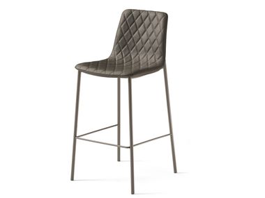 High leather stool with back LENNY EFORMA