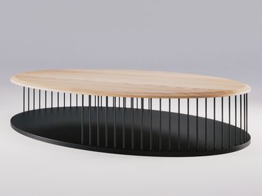 Oval low solid wood coffee table MEMÓRIA Wewood