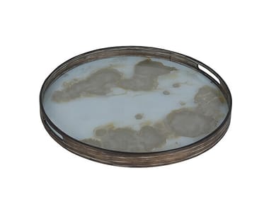 Vassoio rotondo in legno e vetro MIST GOLD ORGANIC Ethnicraft