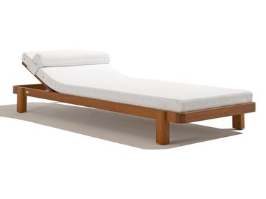 Recliner mahogany and fabric sun lounger MONACO SINGLE BEACH Seóra