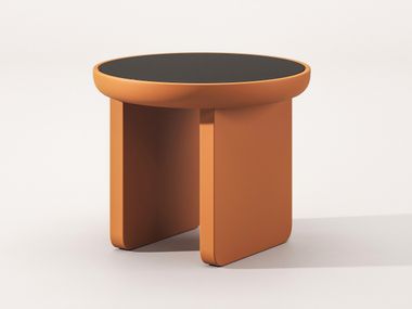Round wood and glass coffee table NEREIDE Falsasquadra