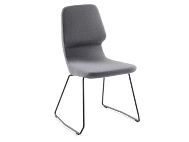 Sled base upholstered fabric chair OBLIQUE | Sled base chair