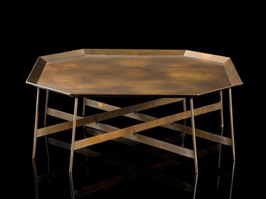 Low octagonal brass coffee table OCTAGON Henge